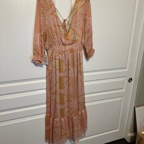 NWT Dex Pink and Orange Patterned Midi Dress - Picture 4 of 4